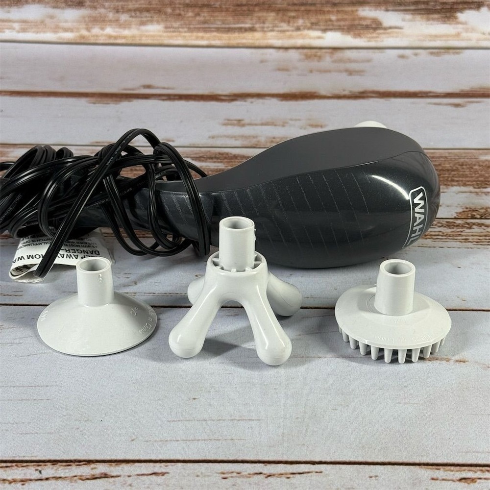 Wahl 4120 Handheld Massager Full Body Kneading 3 Heads Gray Used